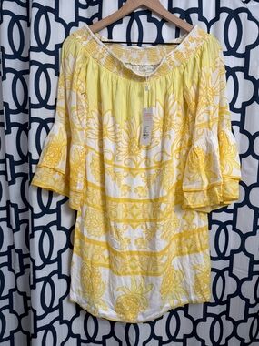 Kaori Yellow and White Floral Off-Shoulder Dress